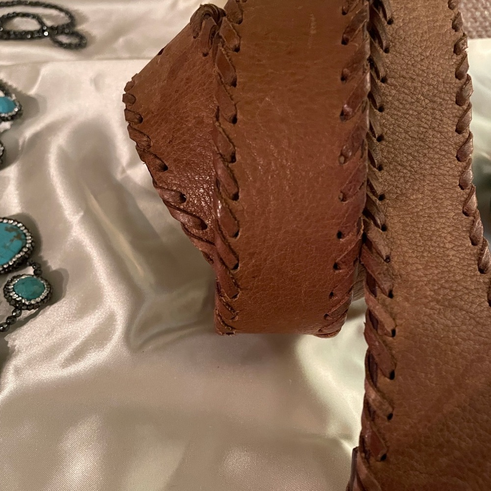 NINE WEST natural LEATHER BELT  LG/XL - Picture 3 of 13